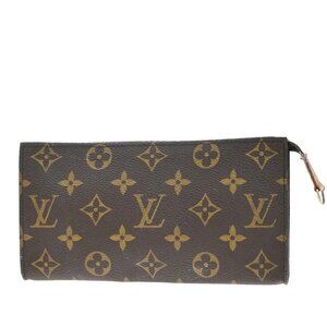 LOUIS VUITTON LV Logo Bucket GM Pouch Bag Monogram Leather Brown Gold 05EF929